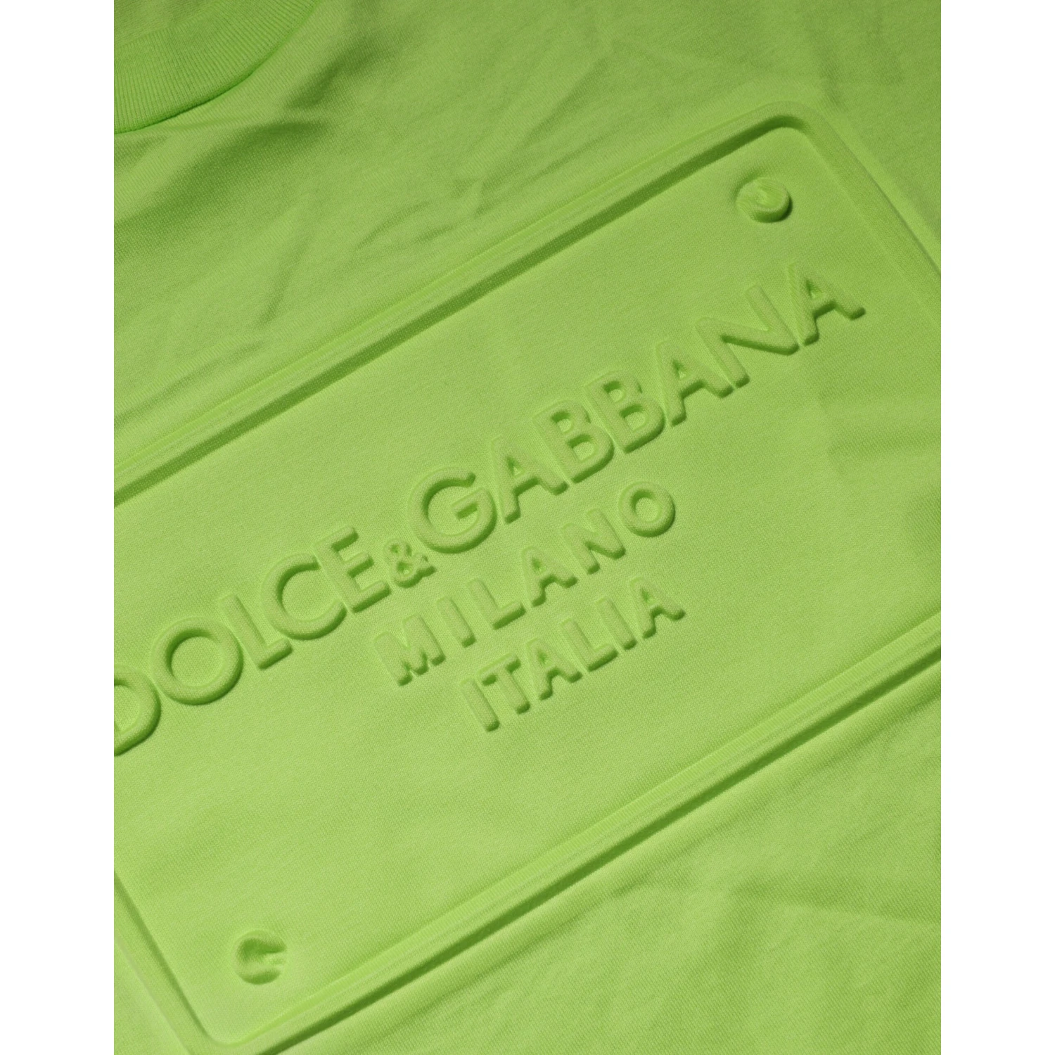 Green Embossed Logo Cotton Crew Neck T-shirt