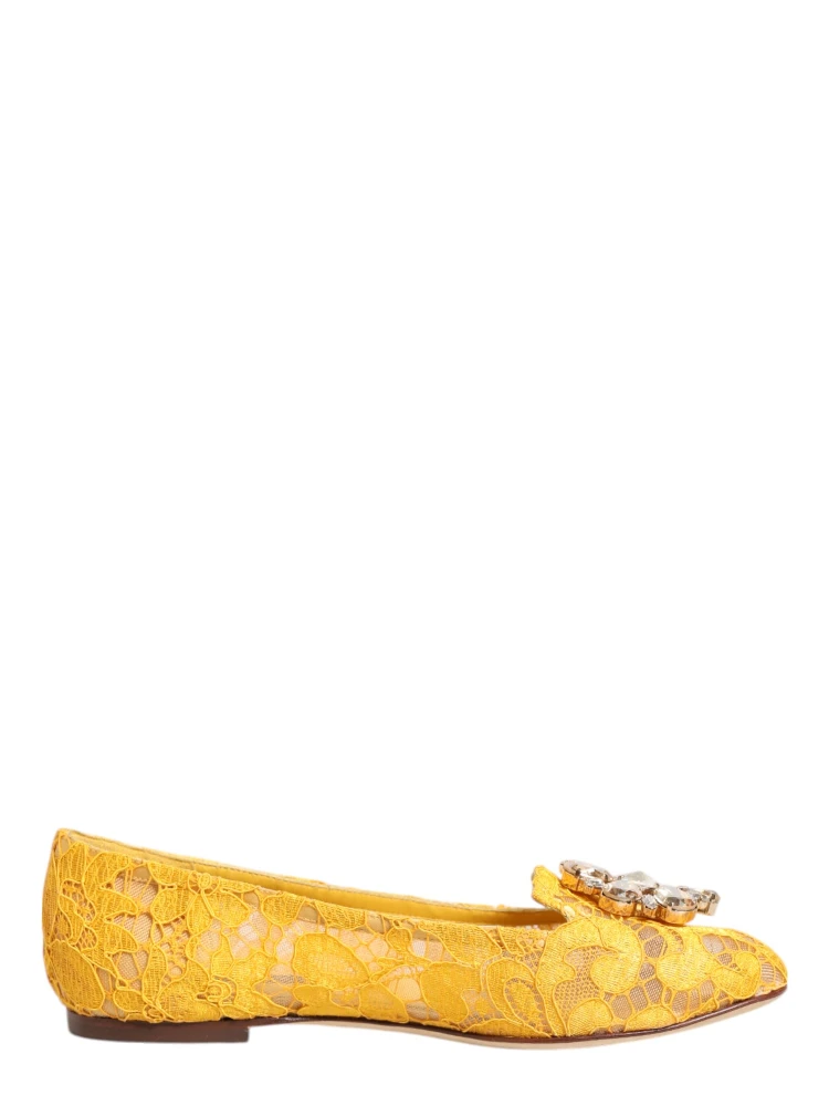 Yellow Taormina Lace Crystals Flats Shoes alternative