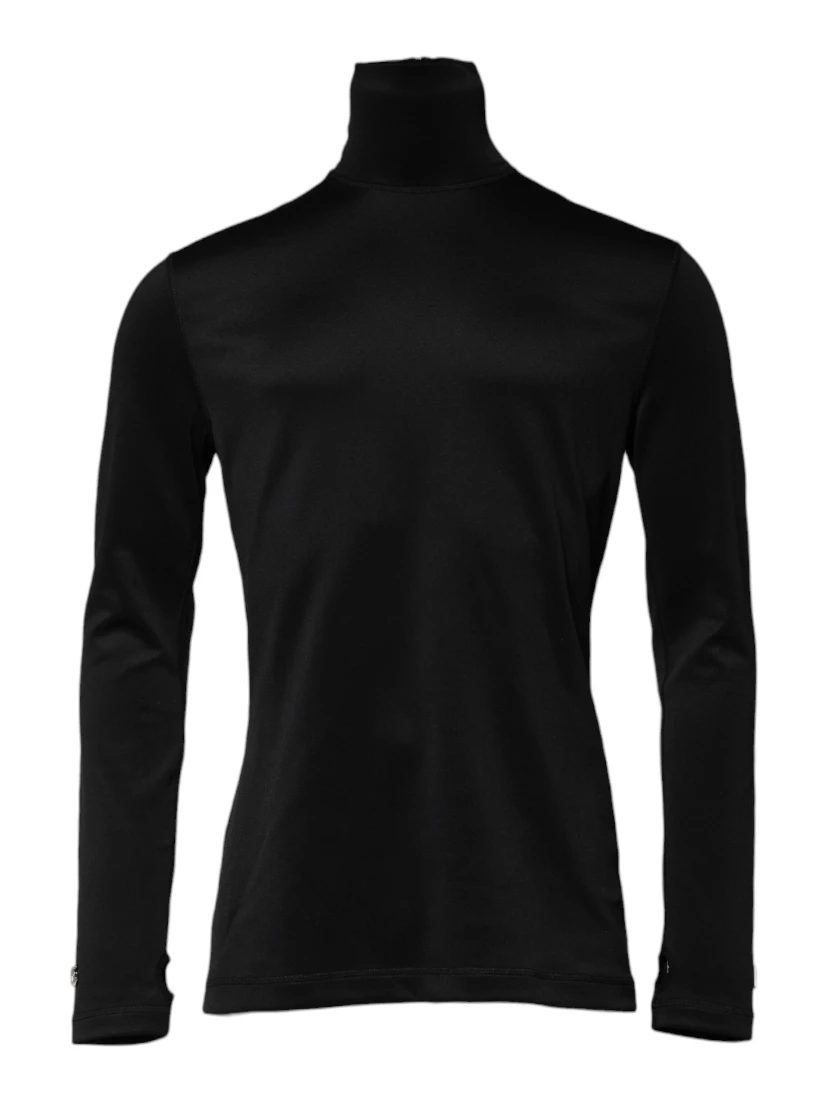 Black Polyester Turtleneck Pullover Sweater
