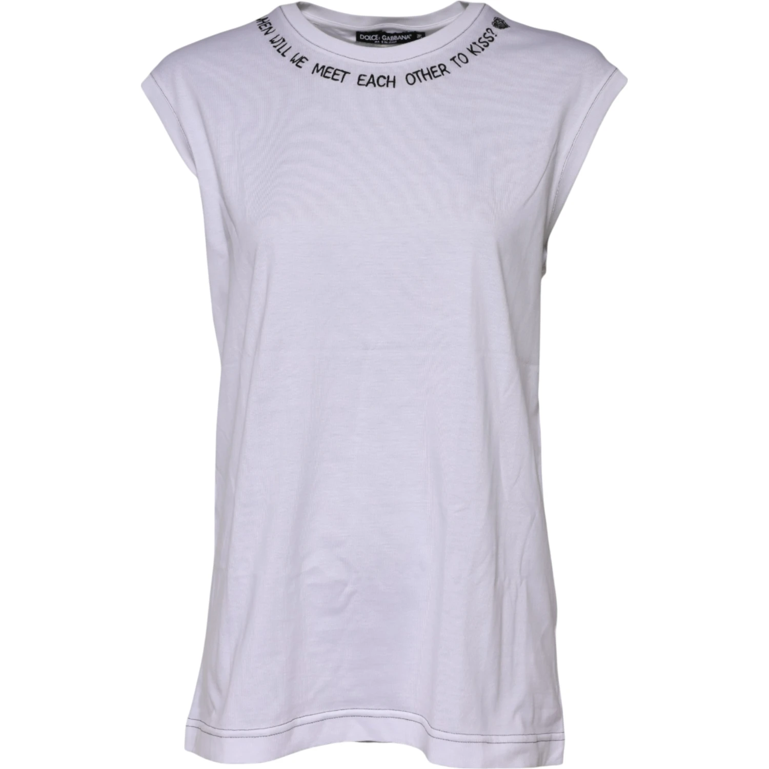 White Cotton Sleeveless Printed Tank T-shirt