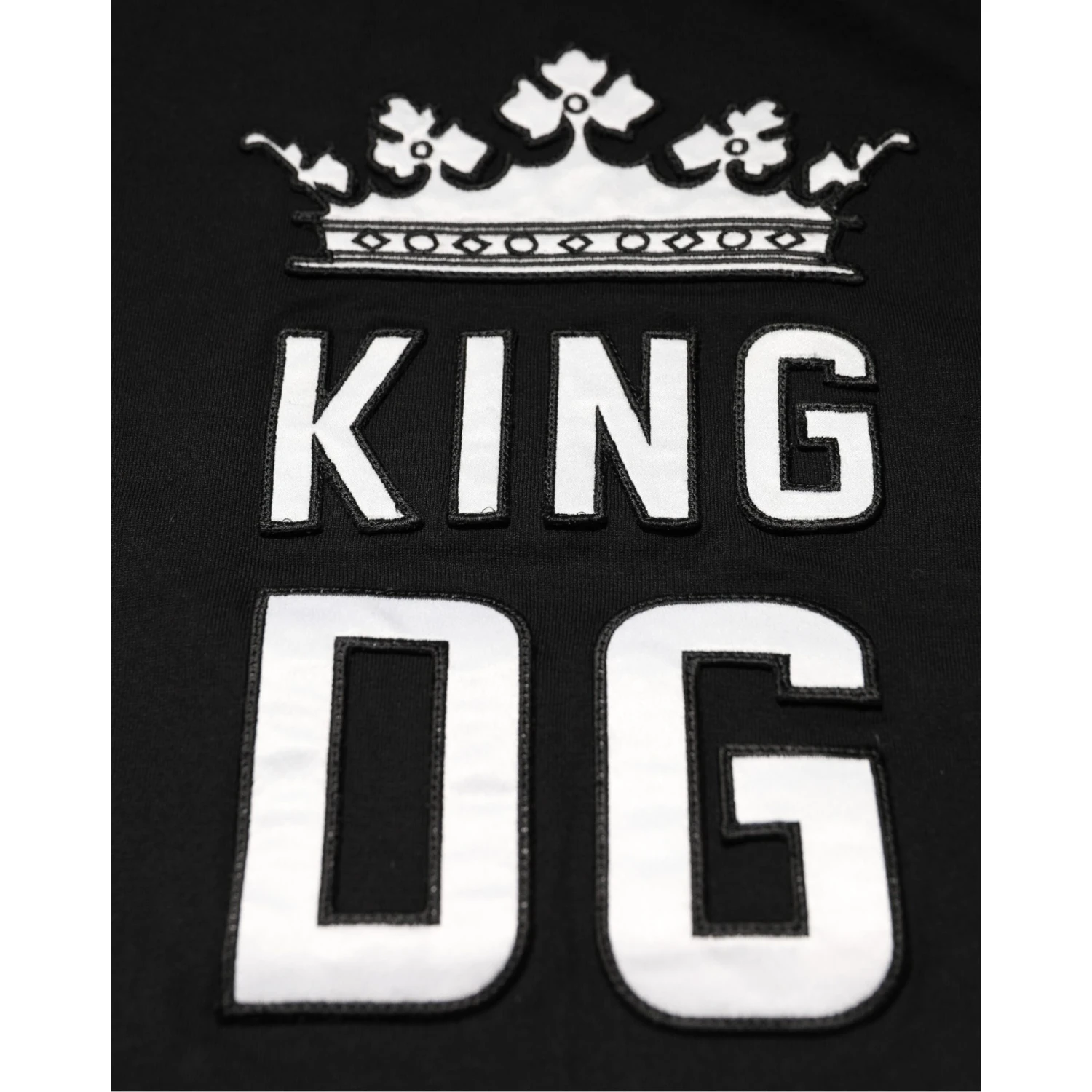 Black DG King Crown Cotton Crew Neck T-shirt
