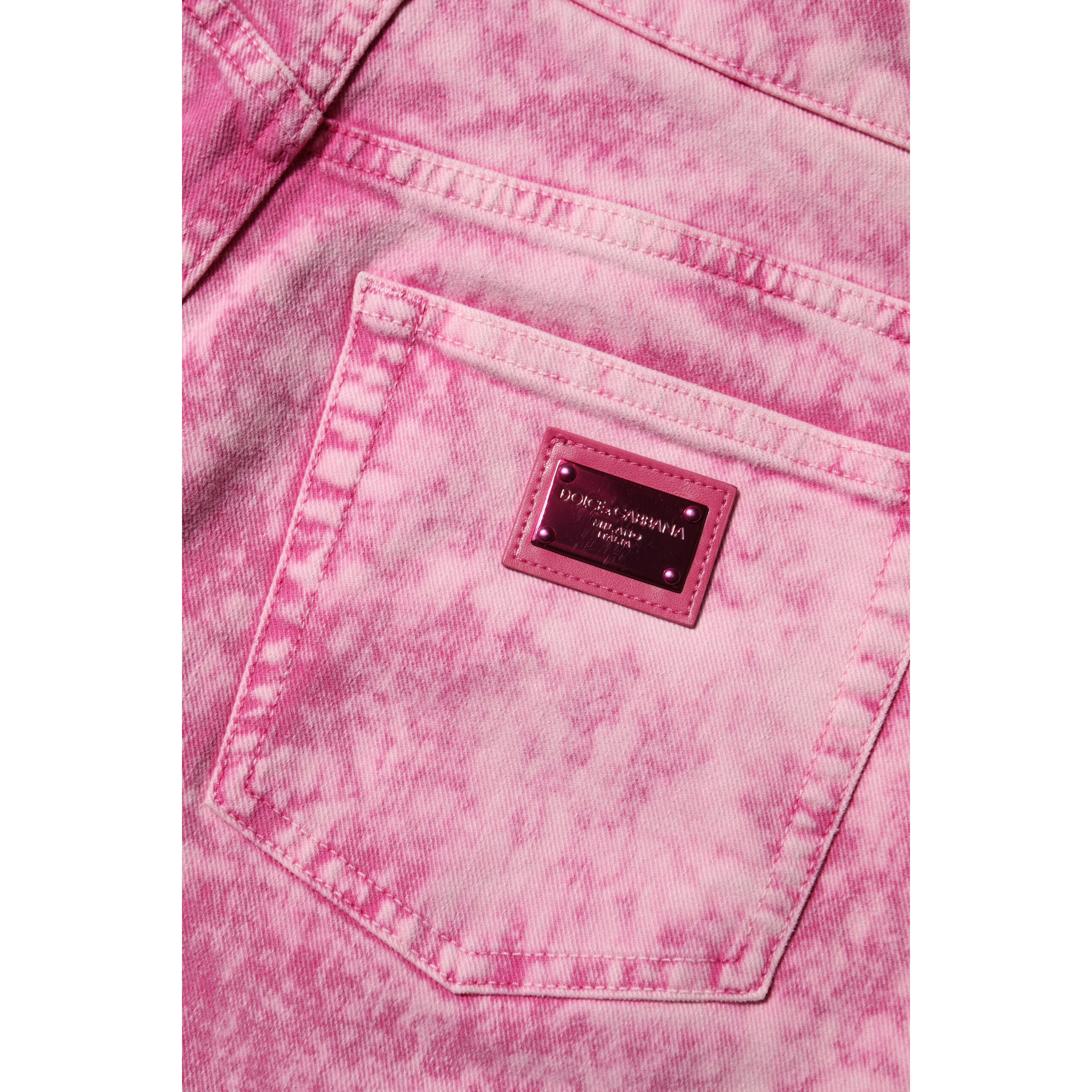 Pink Tie Dye High Waist Tapered Denim Jeans