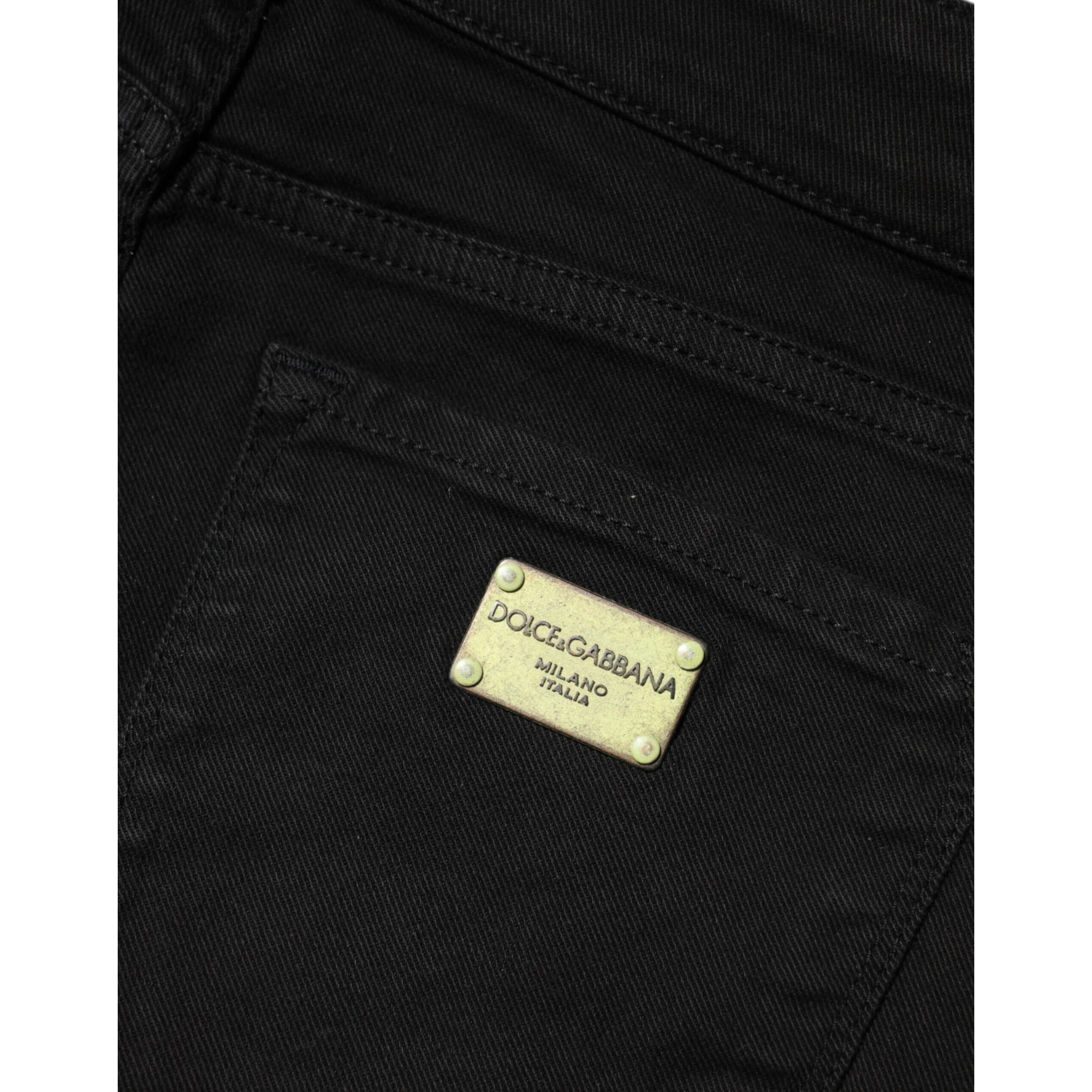 Black Cotton Skinny Mid Waist Denim Jeans
