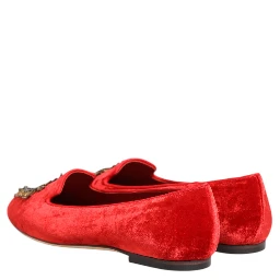 Red Velvet DG Heart Loafers Flats Shoes