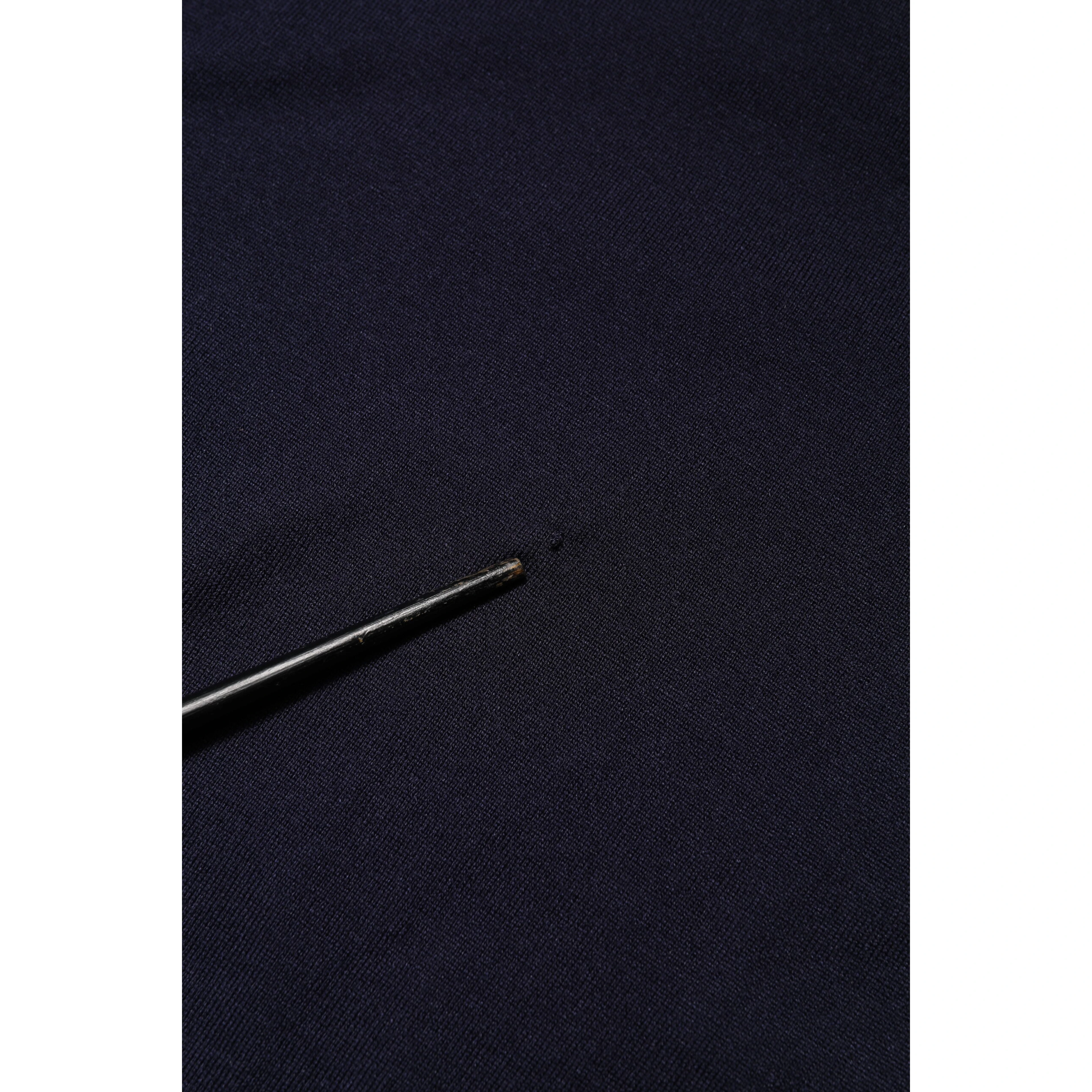Dark Blue Silk Crew Neck Short Sleeves T-shirt
