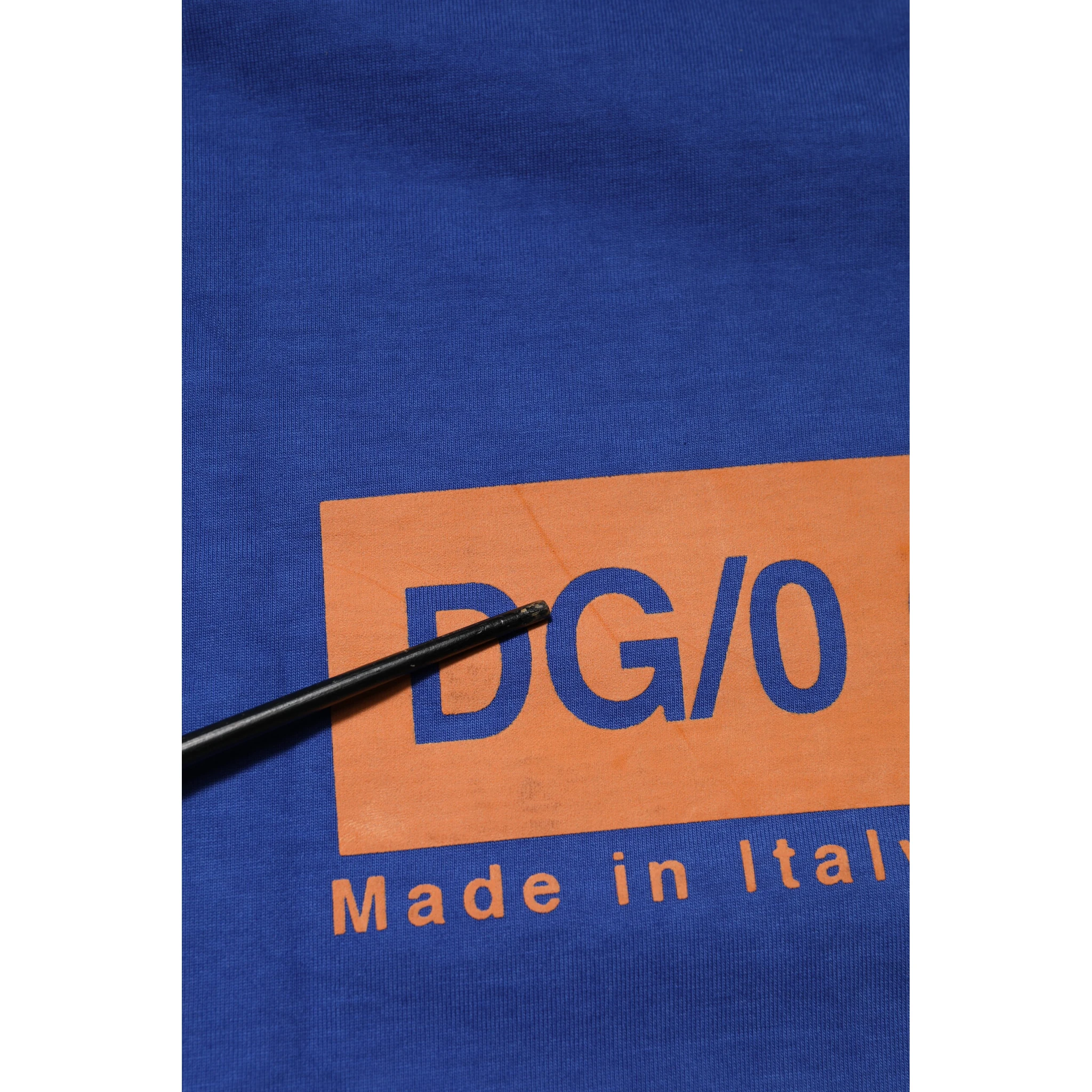Blue Logo Graphic Cotton Crew Neck T-shirt