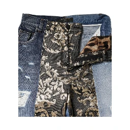Multicolor Patchwork Tapered Denim Jeans