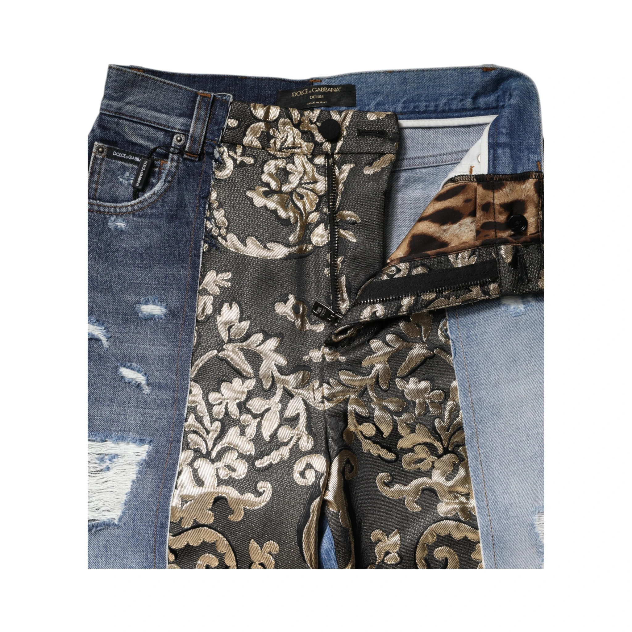 Multicolor Patchwork Tapered Denim Jeans