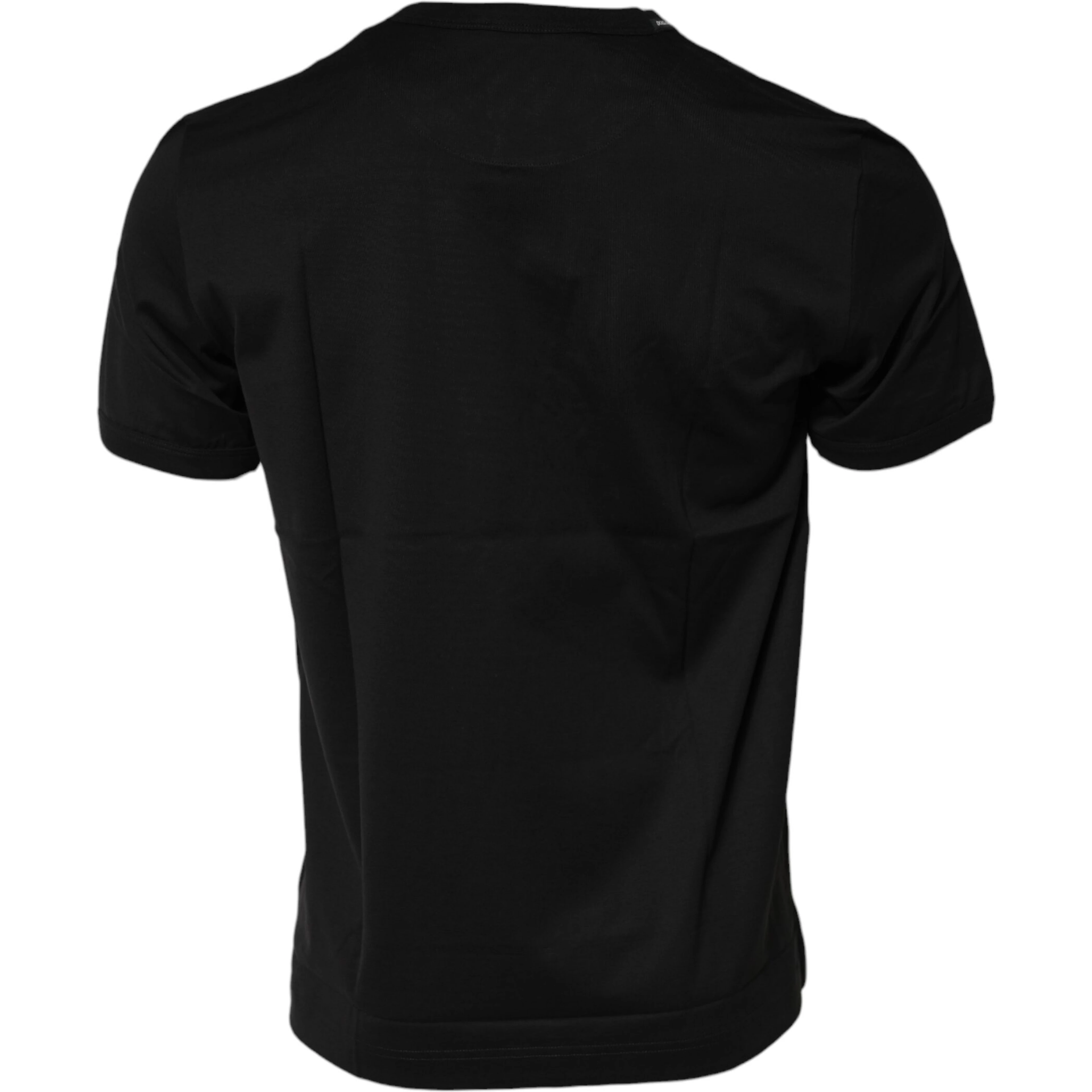 Black Cotton Logo Print Crew Neck T-shirt