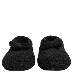 Black Wool Knit Slip On Ballerina Flats Shoes