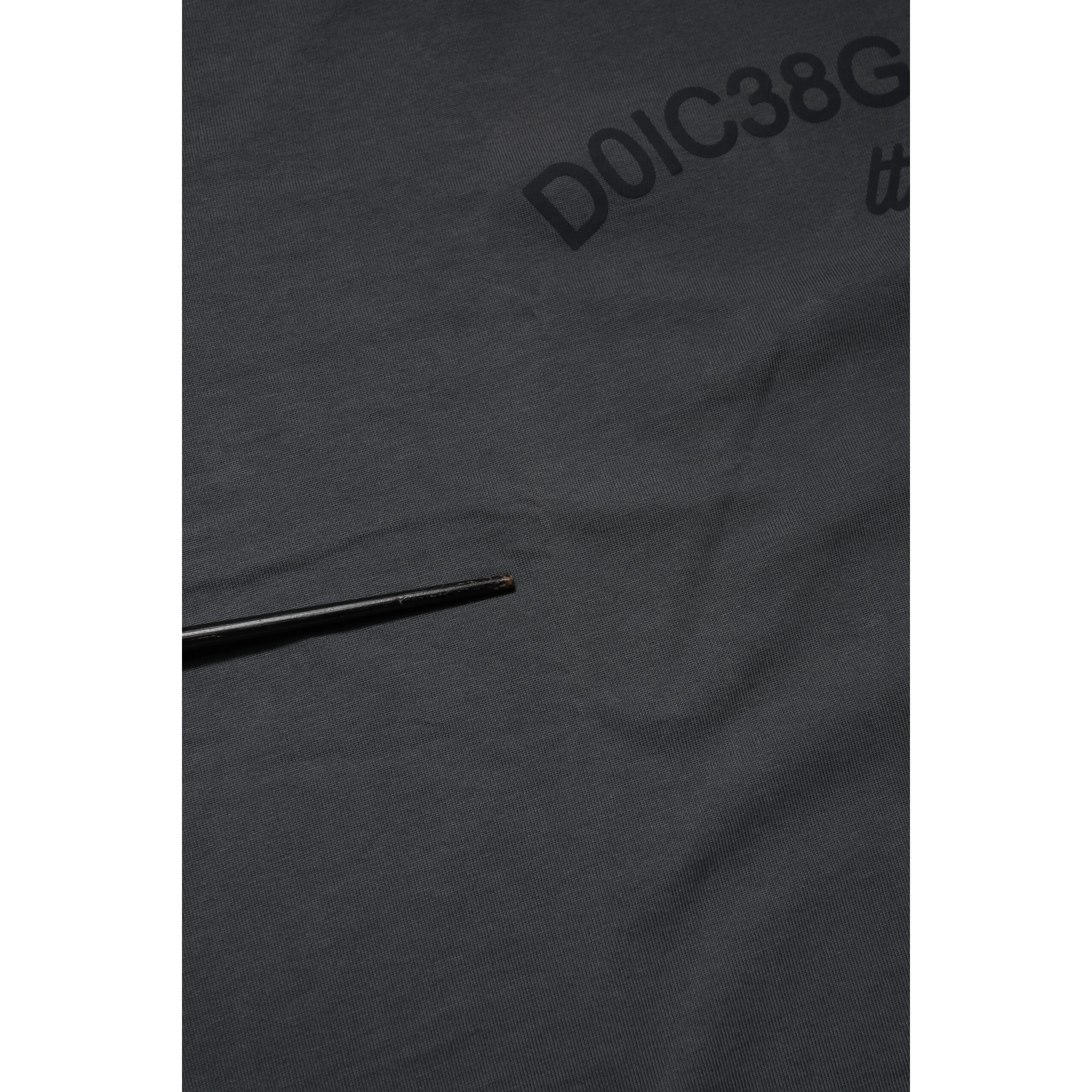 Gray Logo Graphic Cotton Crew Neck T-shirt