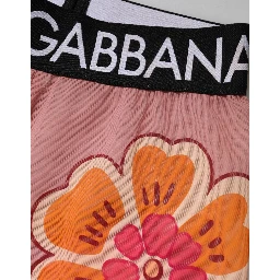 Pink Floral Leggings Stretch Waist Pants