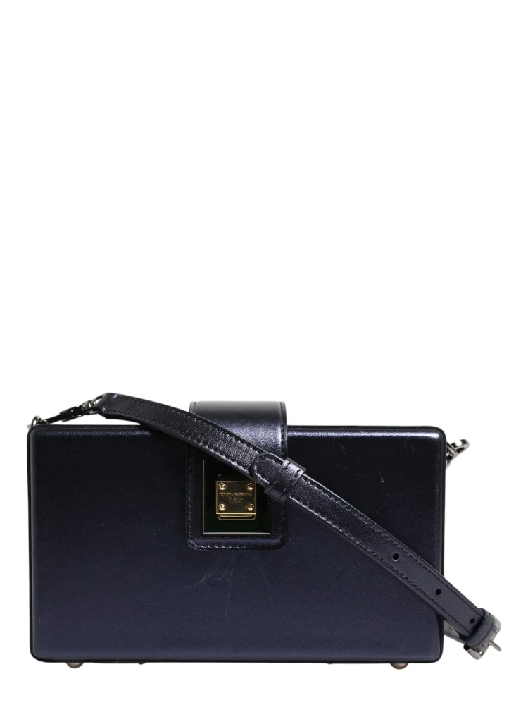 Blue DG BOX Lambskin Leather Crossbody Strap Bag