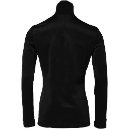 Black Polyester Turtleneck Pullover Sweater