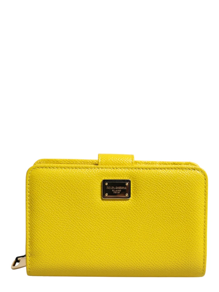 Yellow Leather Bifold Continental Clutch Wallet