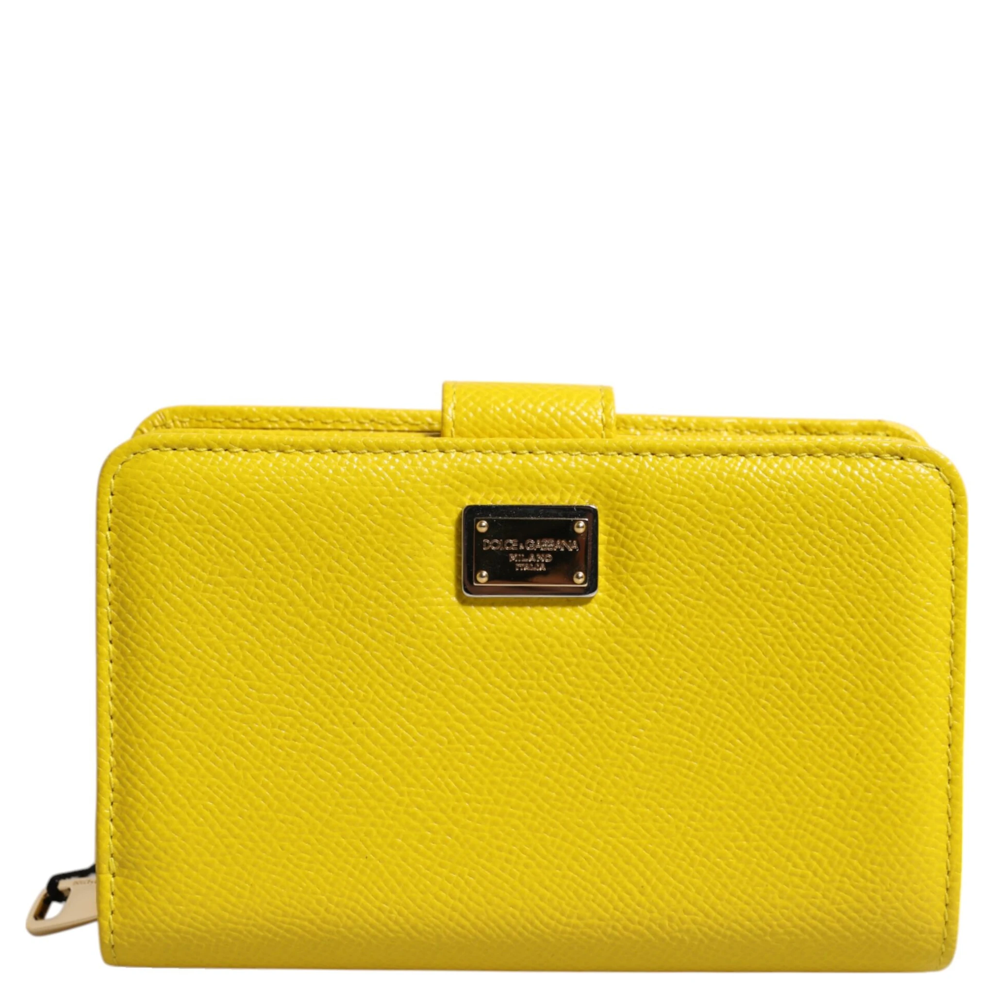 Yellow Leather Bifold Continental Clutch Wallet