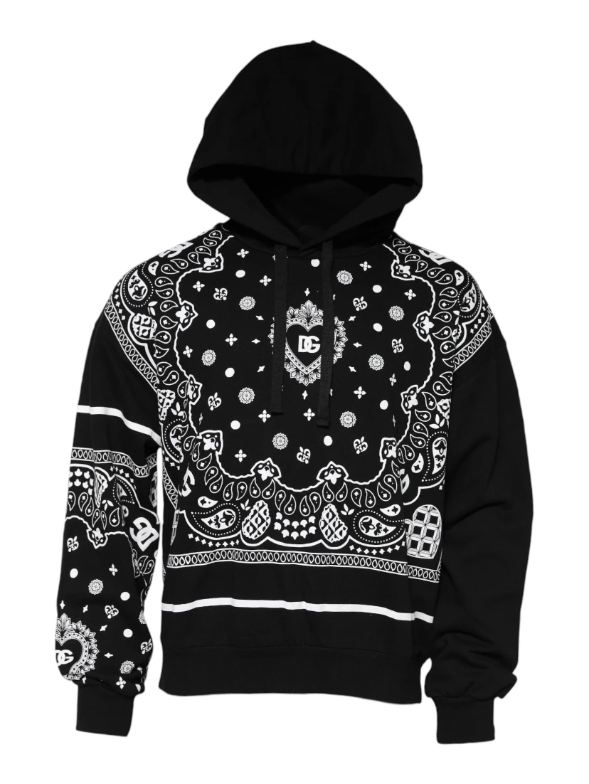 Black Bandana Hooded Men Sweatshirt Sweater