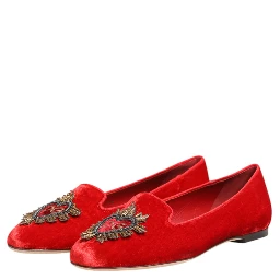 Red Velvet DG Heart Loafers Flat Shoes