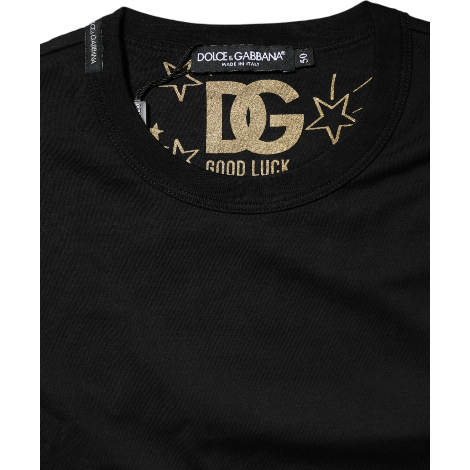 Black Cotton Logo Print Crew Neck T-shirt