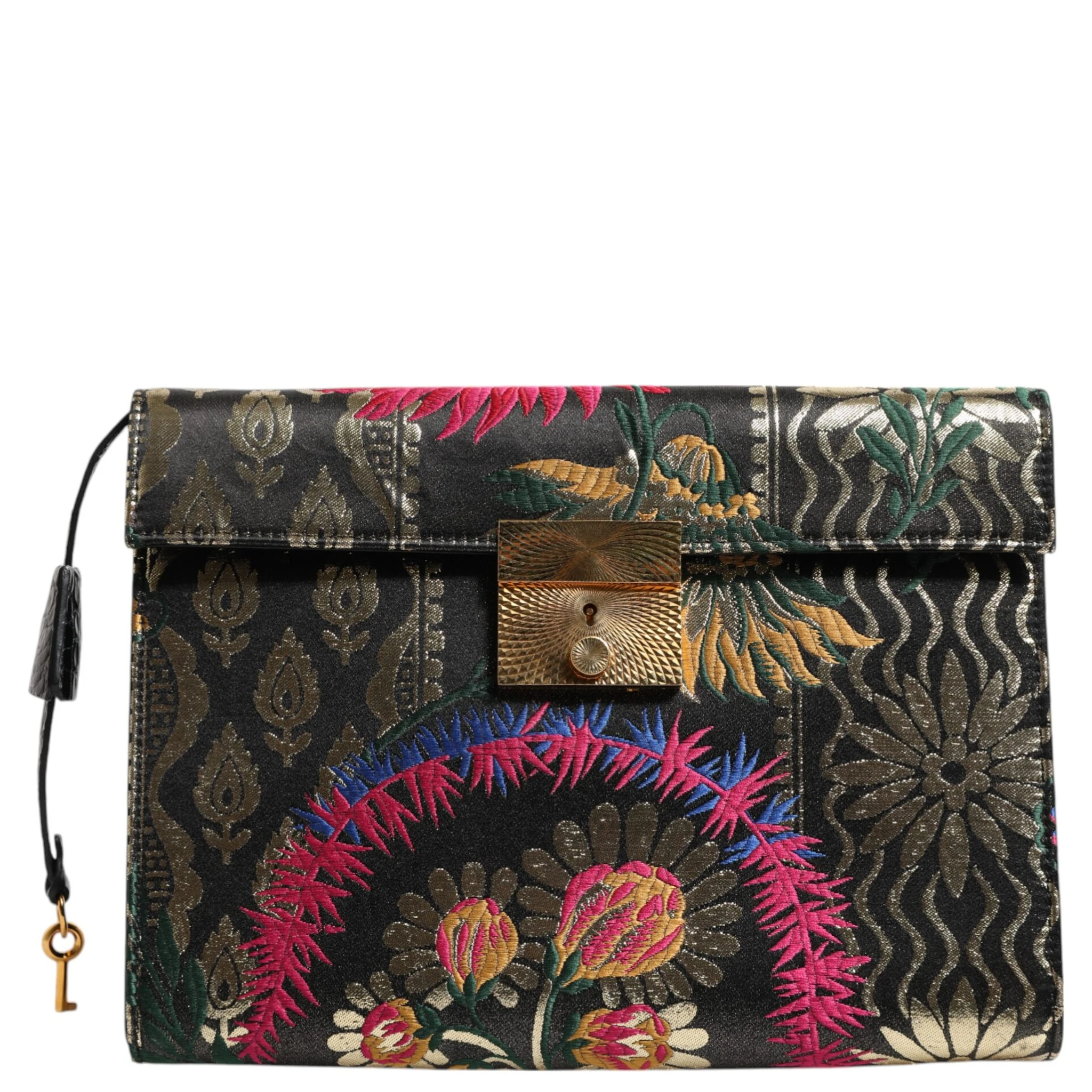 Multicolor Jacquard Floral Document Briefcase Bag