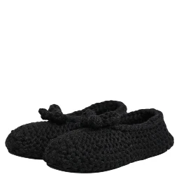 Black Wool Knit Slip On Ballerina Flats Shoes