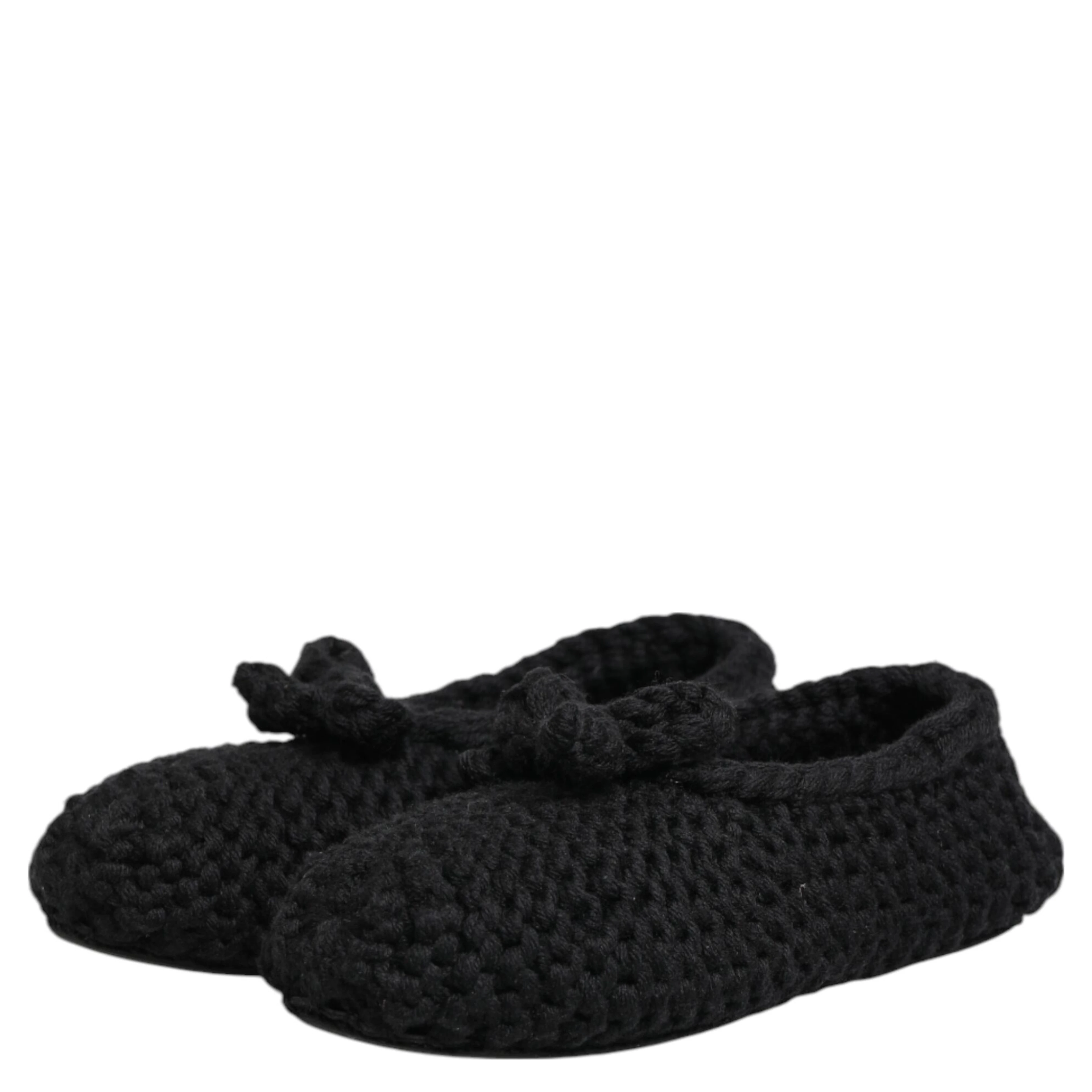 Black Wool Knit Slip On Ballerina Flats Shoes