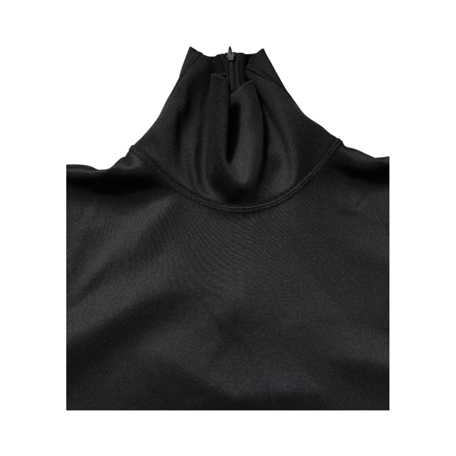 Black Polyester Turtleneck Pullover Sweater