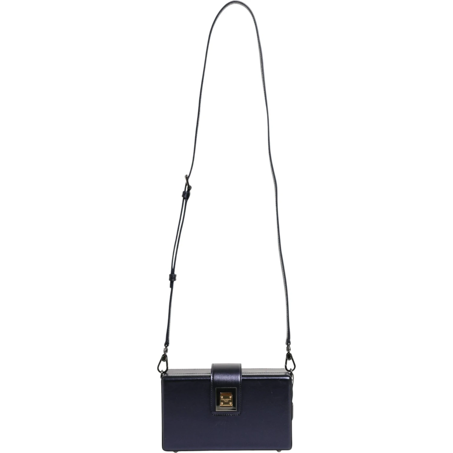 Blue DG BOX Lambskin Leather Crossbody Strap Bag