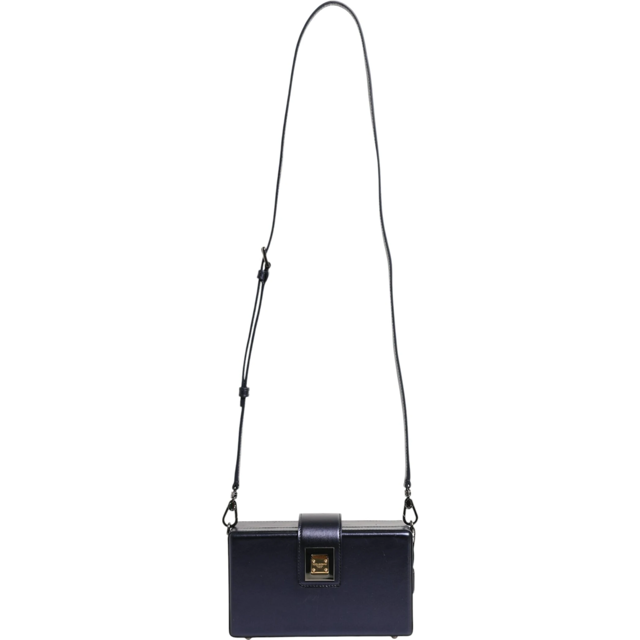Blue DG BOX Lambskin Leather Crossbody Strap Bag