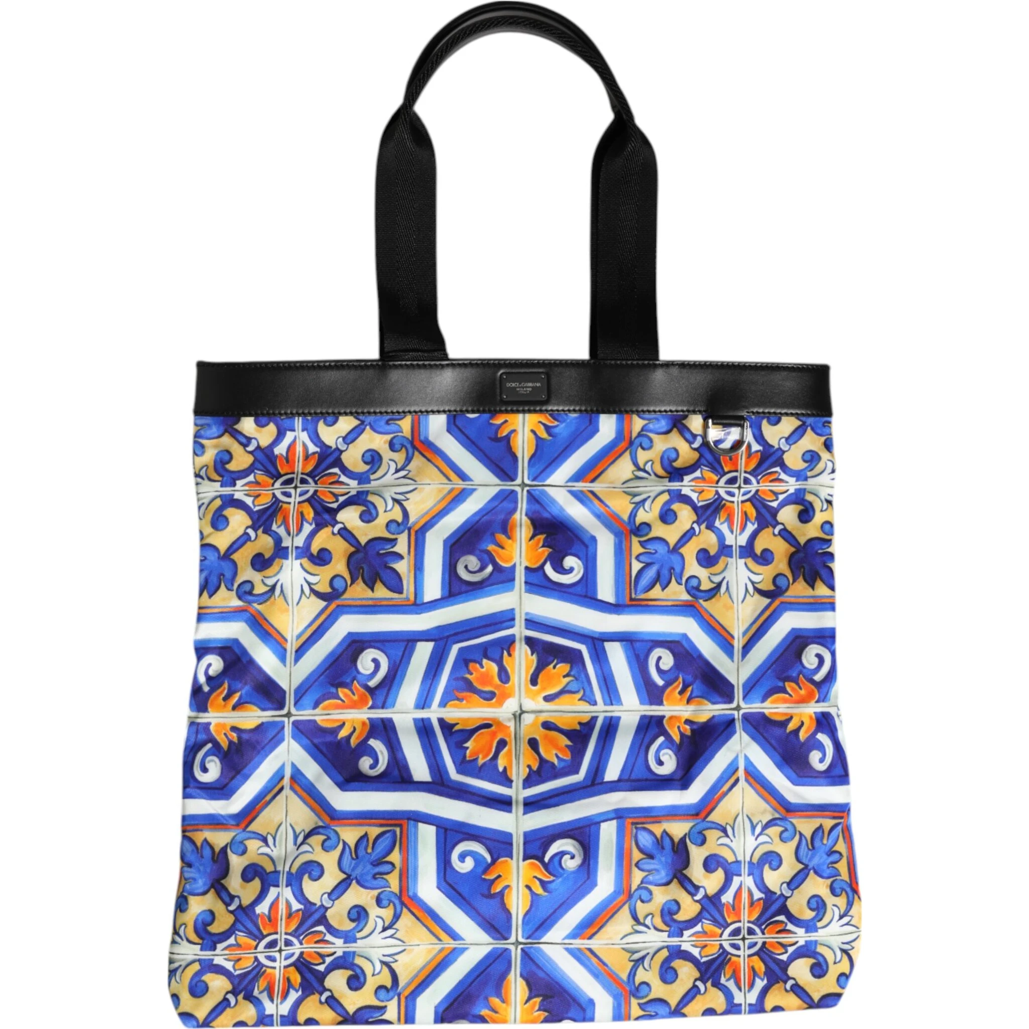 Multicolor Maiolica Print Tote Shoulder Strap Bag