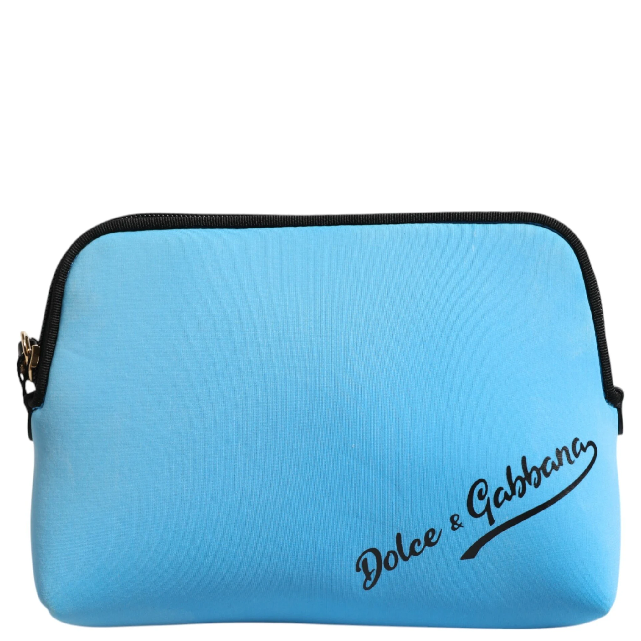 Blue Nylon DG Logo Print Clutch Zip Pouch Bag