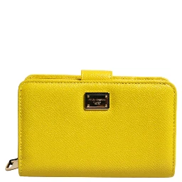 Yellow Leather Bifold Continental Clutch Wallet