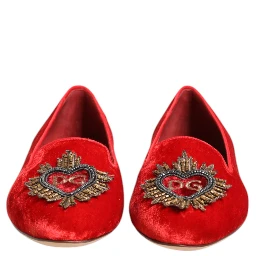 Red Velvet DG Heart Loafers Flat Shoes