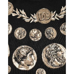 Black Coin Print Cotton Crew Neck T-shirt