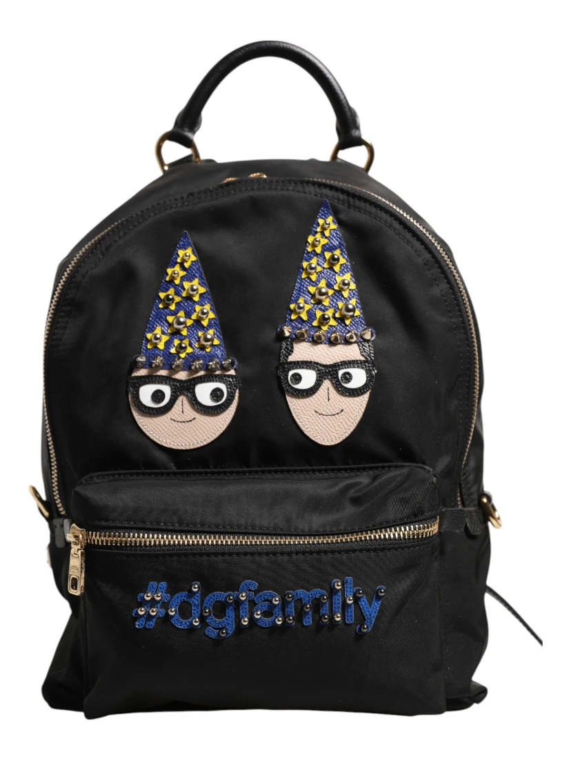 Black Nylon #DGFAMILY VULCANO Embellished Backpack Bag