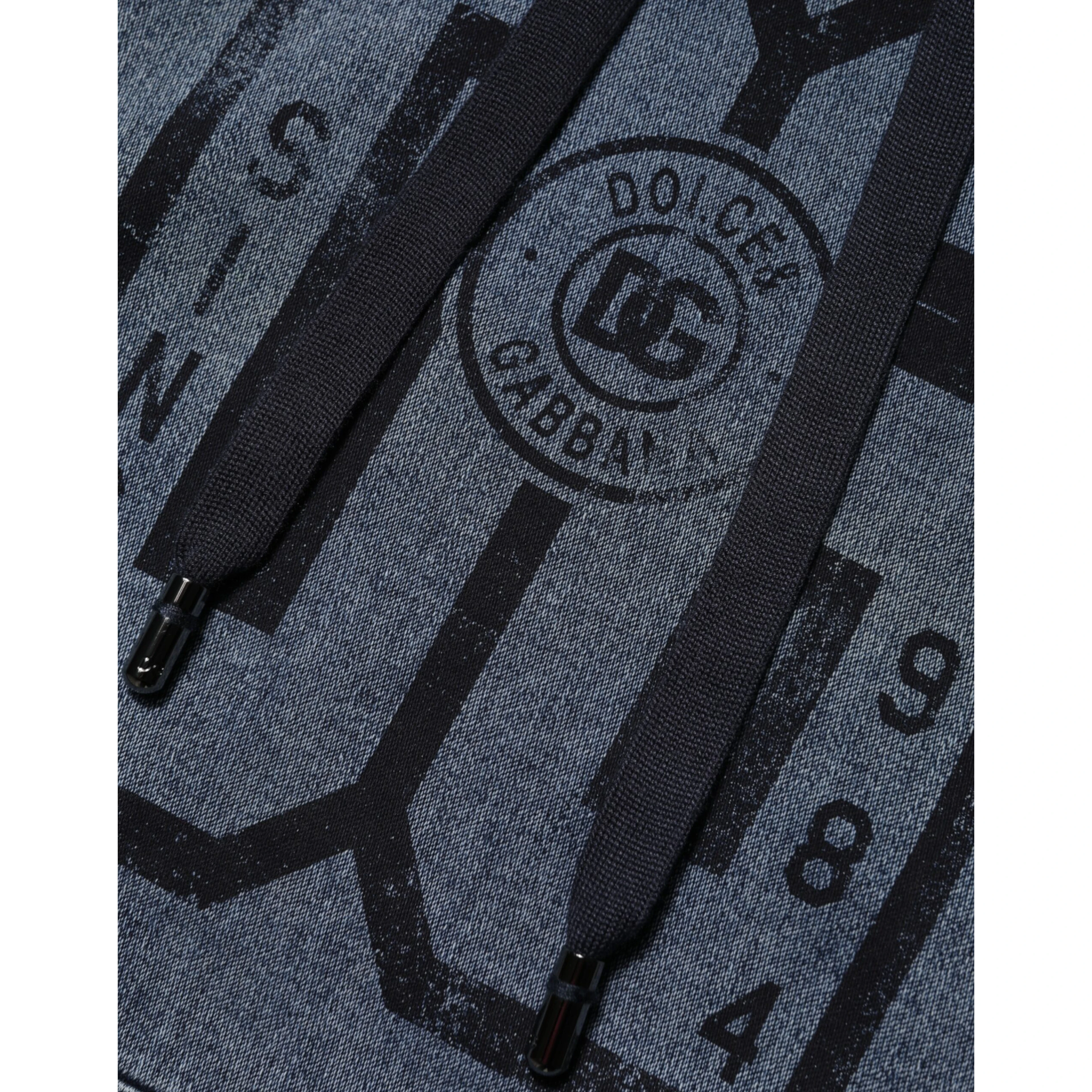Blue Cotton Blend Hooded Sweatshirt Sweater
