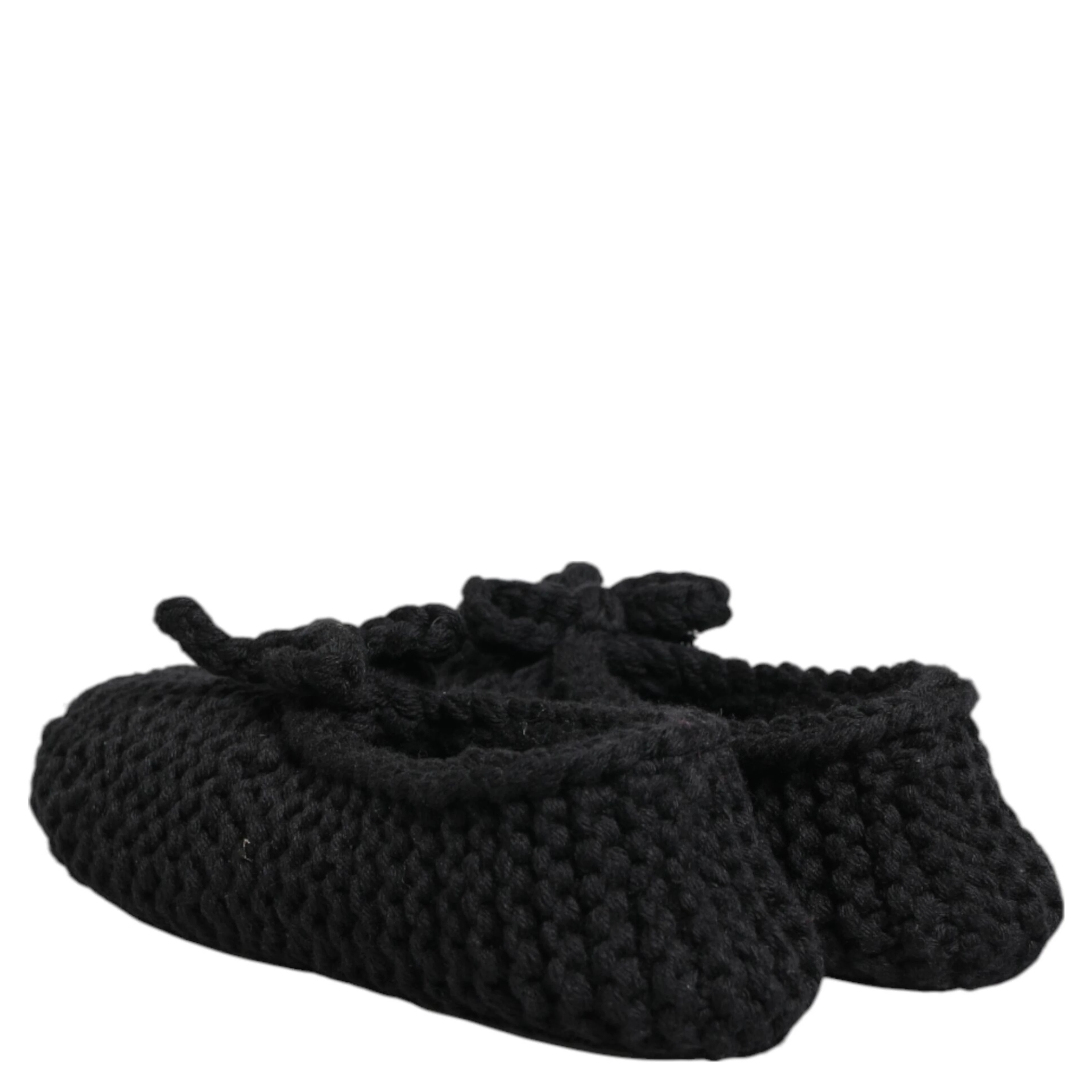 Black Wool Knit Slip On Ballerina Flats Shoes