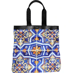 Multicolor Maiolica Print Tote Shoulder Strap Bag
