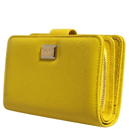 Yellow Leather Bifold Continental Clutch Wallet