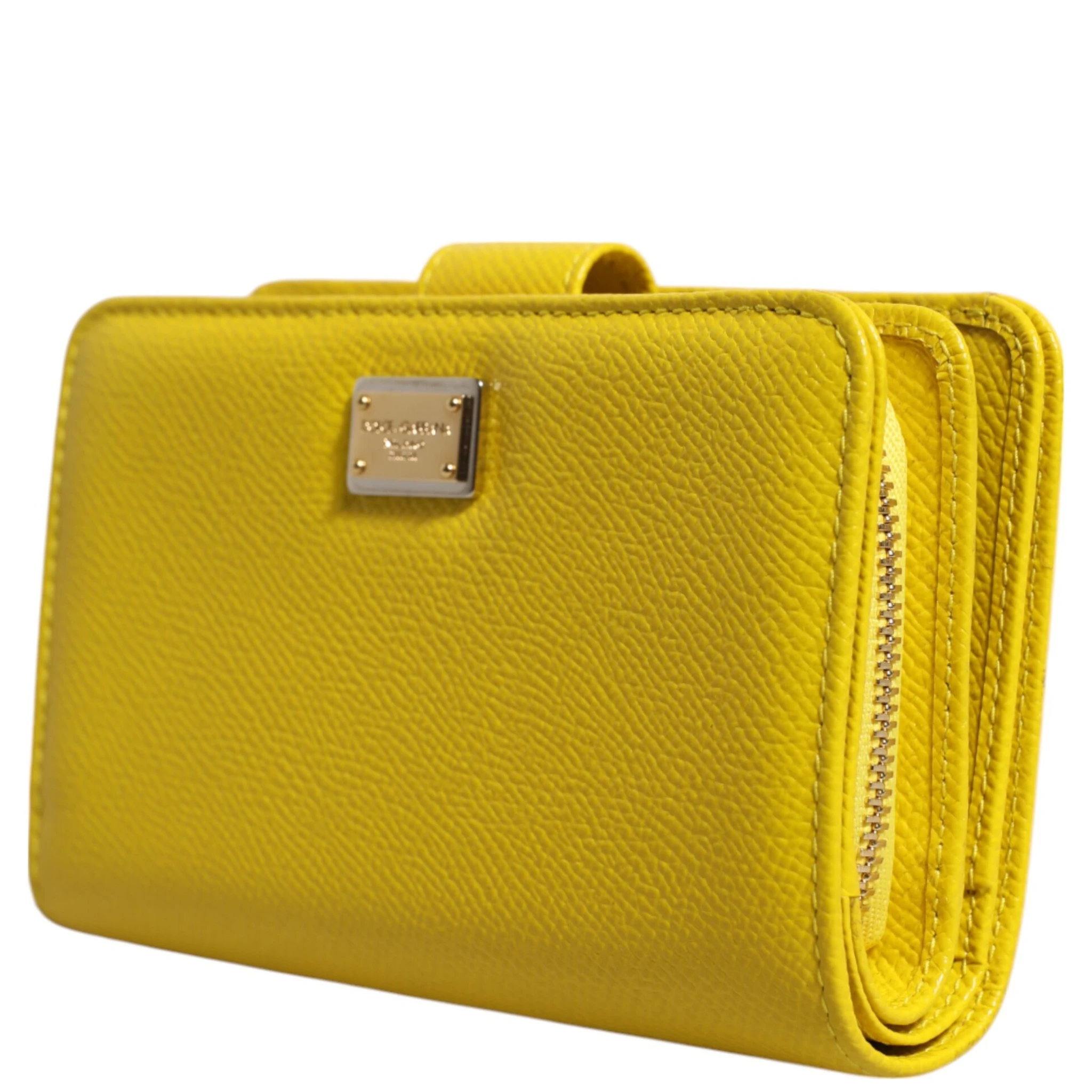 Yellow Leather Bifold Continental Clutch Wallet