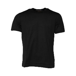 Black Cotton Logo Print Crew Neck T-shirt