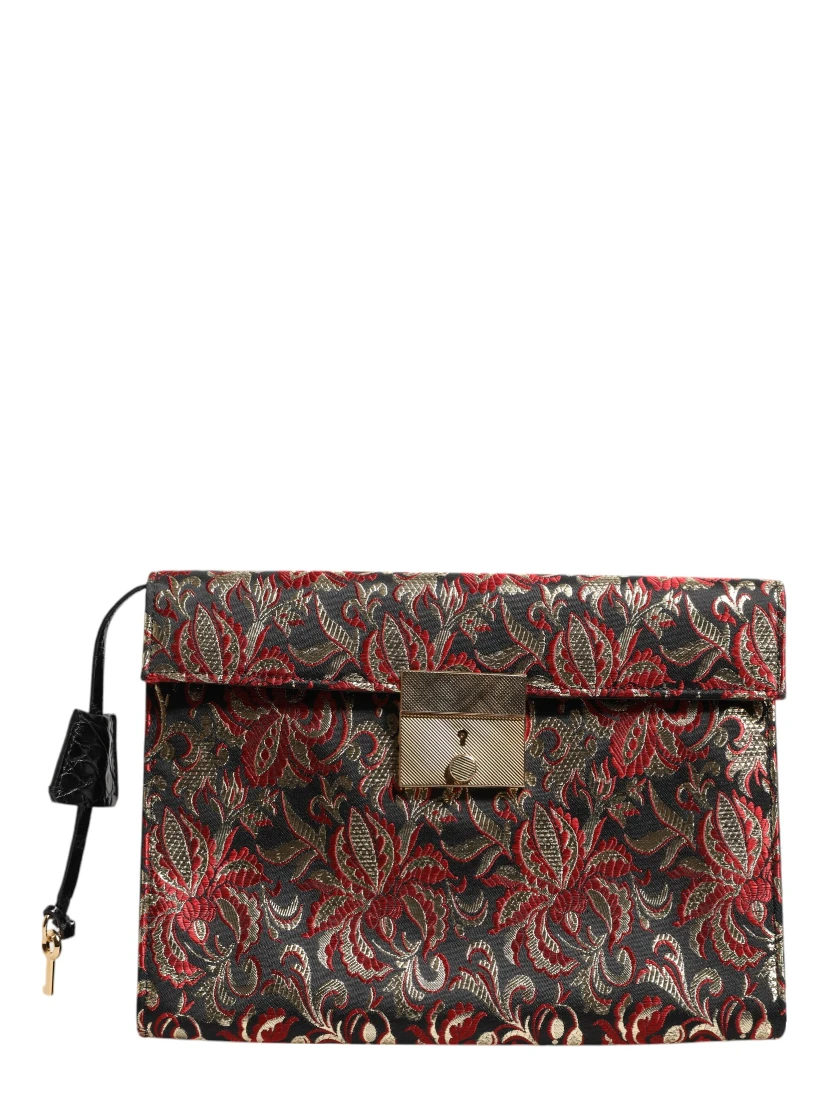Multicolor Jacquard Floral Document Briefcase Bag
