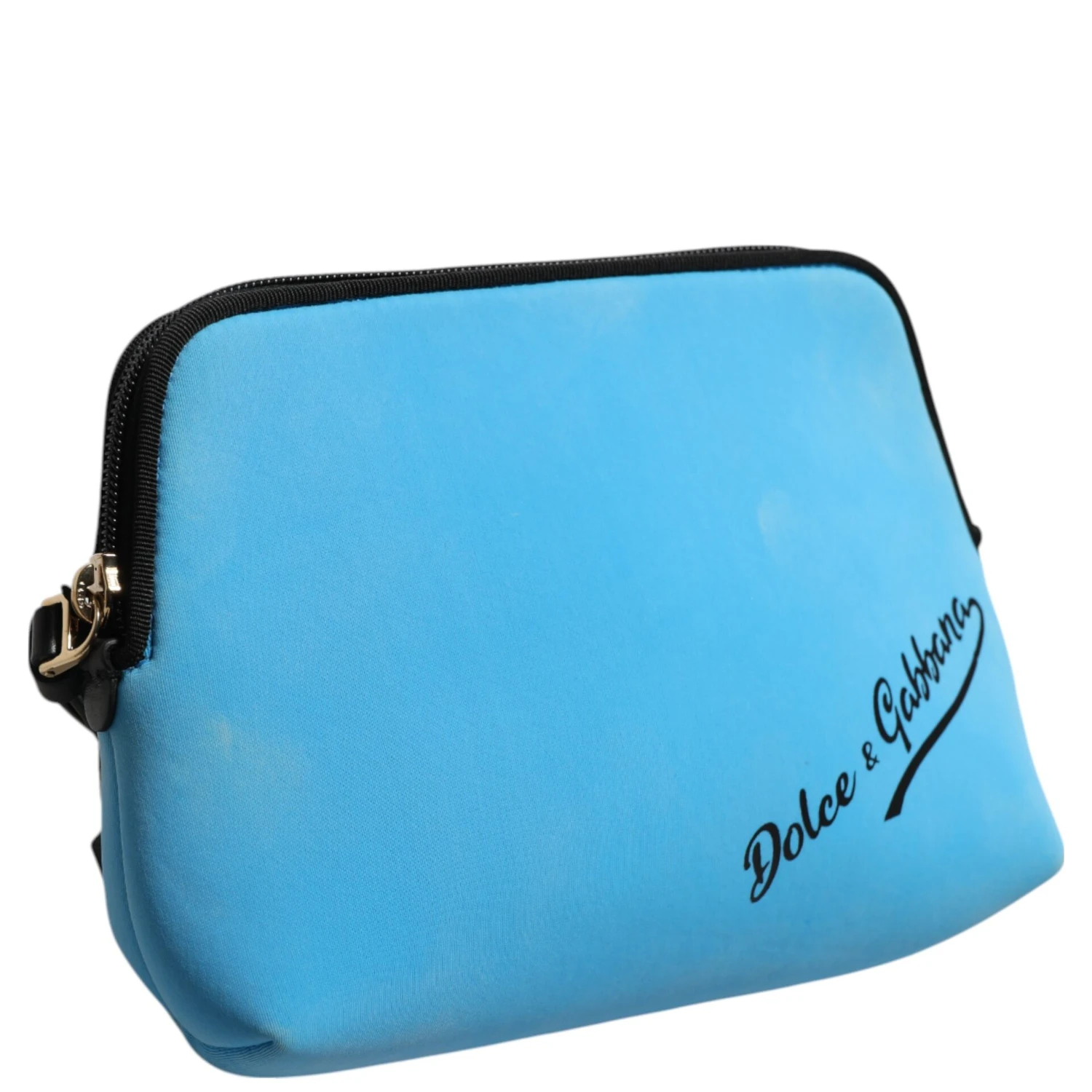 Blue Nylon DG Logo Print Clutch Zip Pouch Bag