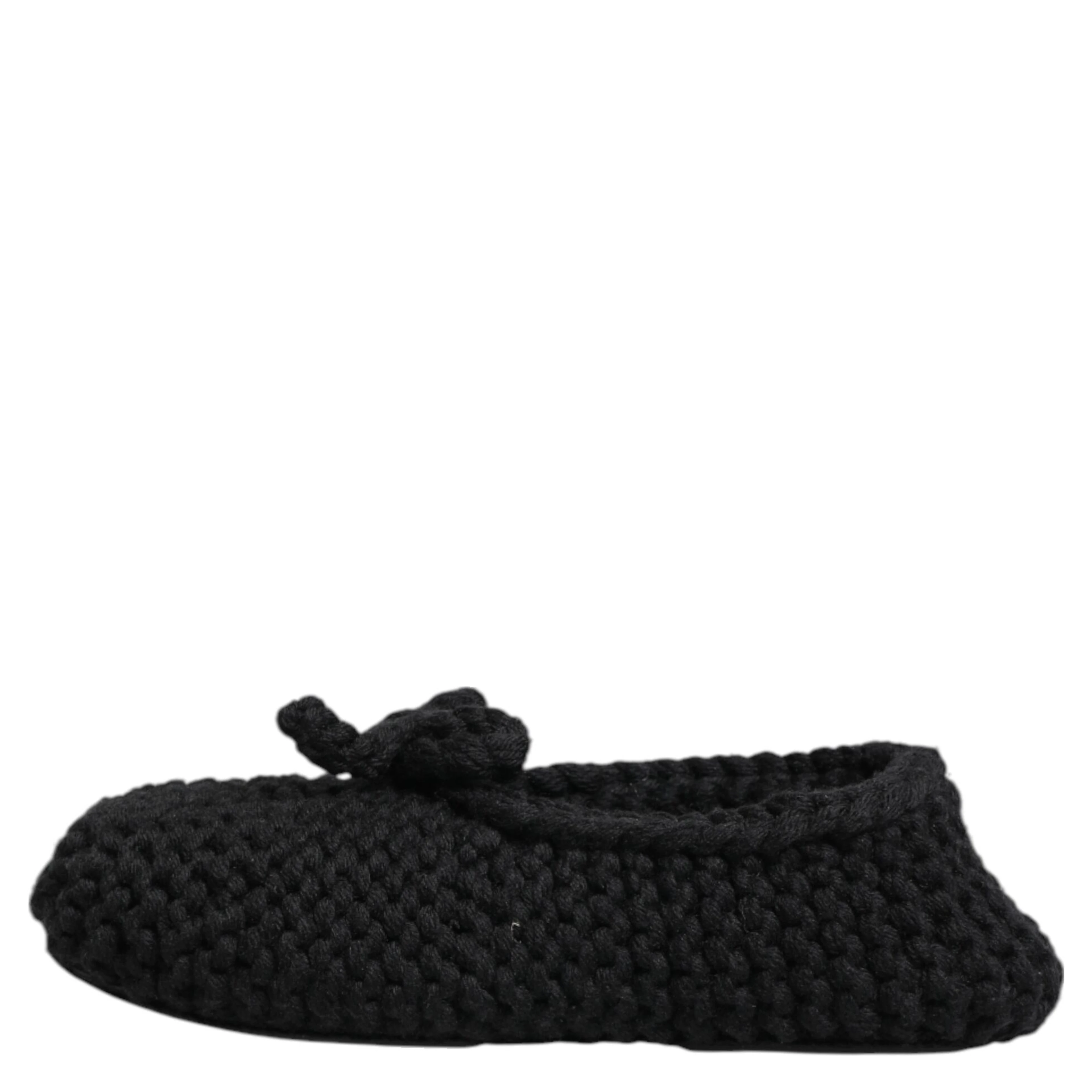 Black Wool Knit Slip On Ballerina Flats Shoes