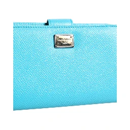 Light Blue Leather Bifold Continental Clutch Wallet
