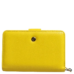 Yellow Leather Bifold Continental Clutch Wallet