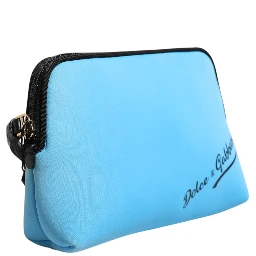 Blue Nylon DG Logo Print Clutch Zip Pouch Bag