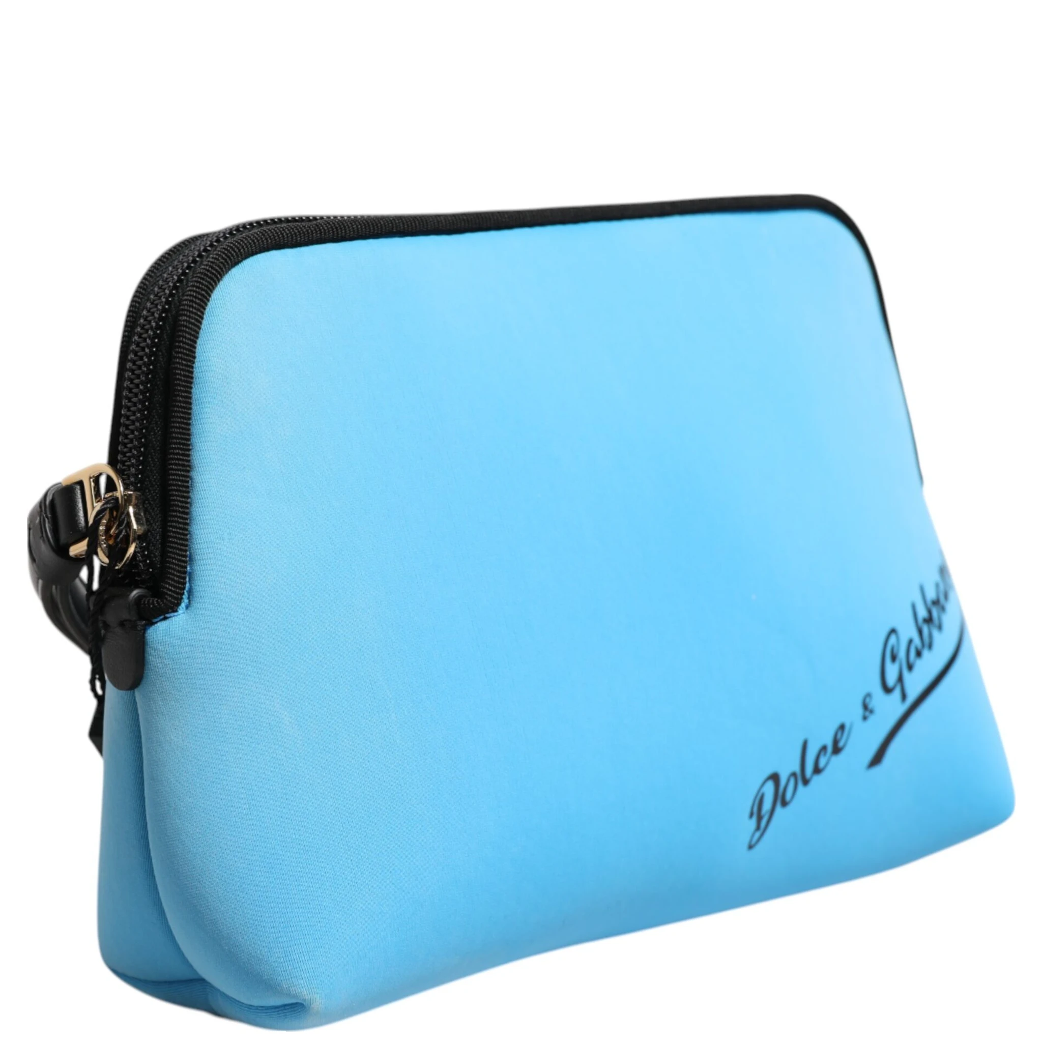 Blue Nylon DG Logo Print Clutch Zip Pouch Bag