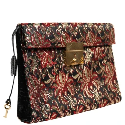 Multicolor Jacquard Floral Document Briefcase Bag