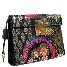 Multicolor Jacquard Floral Document Briefcase Bag